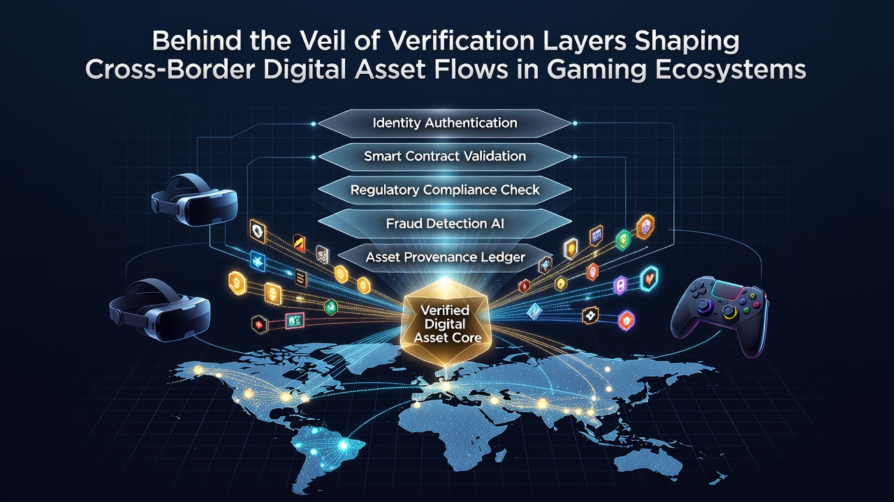 Cross-border gaming asset verification process illustration