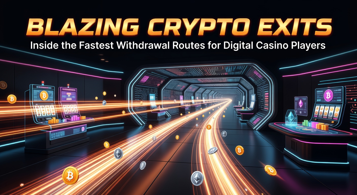 Digital graphic showing lightning-fast crypto transactions flowing from an online casino wallet to a player's device, symbolizing speed and efficiency in withdrawals