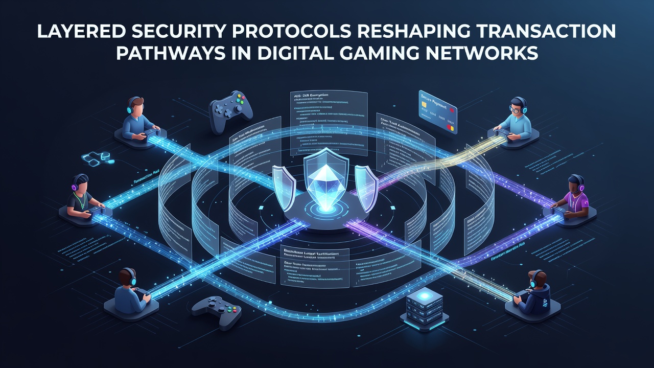 Illustration of layered security protocols protecting transaction pathways in digital gaming networks