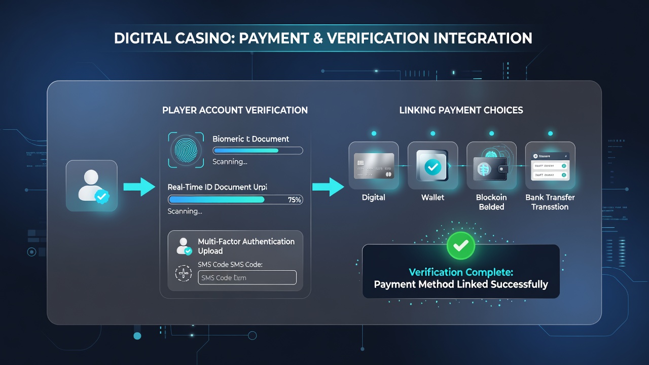 Flowchart illustrating how different payment options connect to verification requirements in online casino systems
