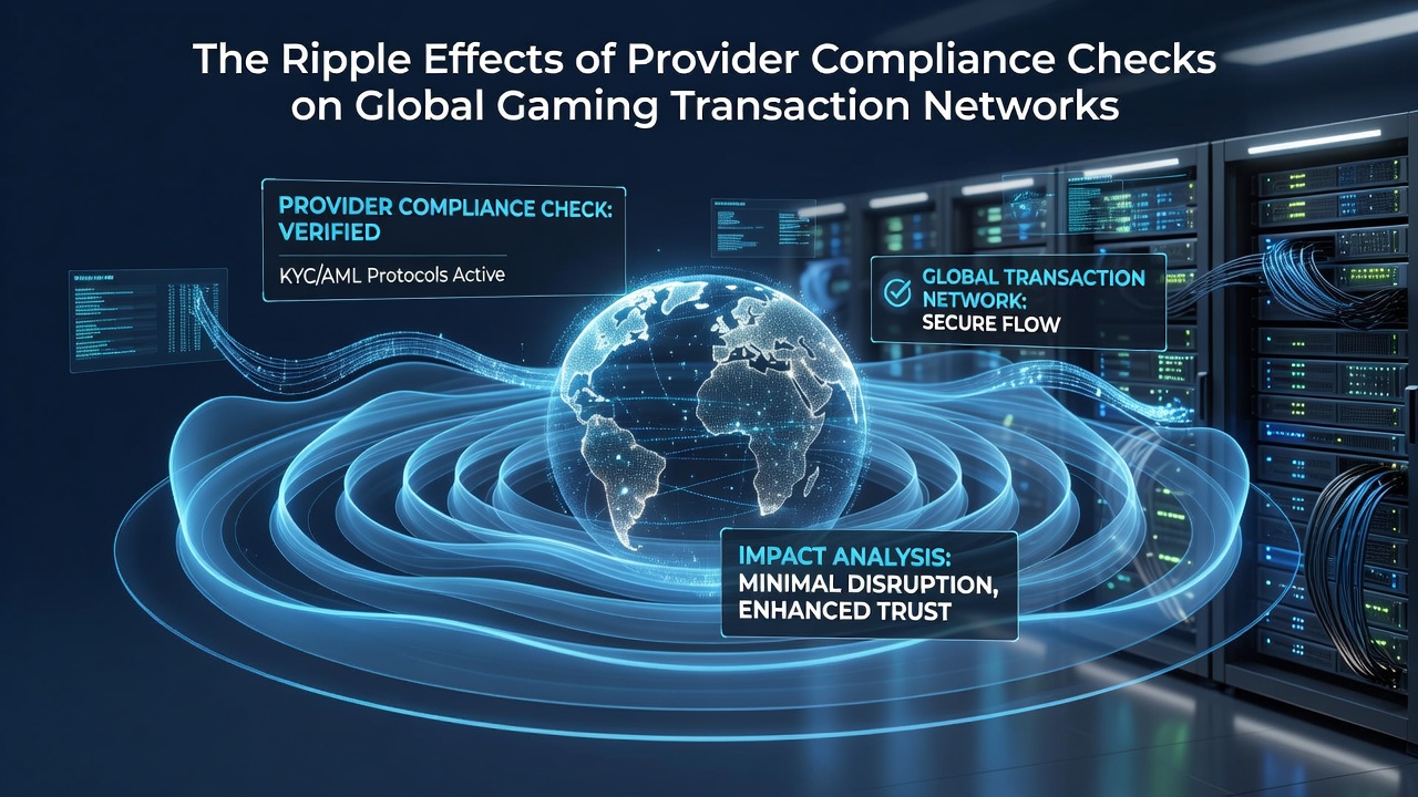 Diagram showing compliance check stages impacting gaming payment flows