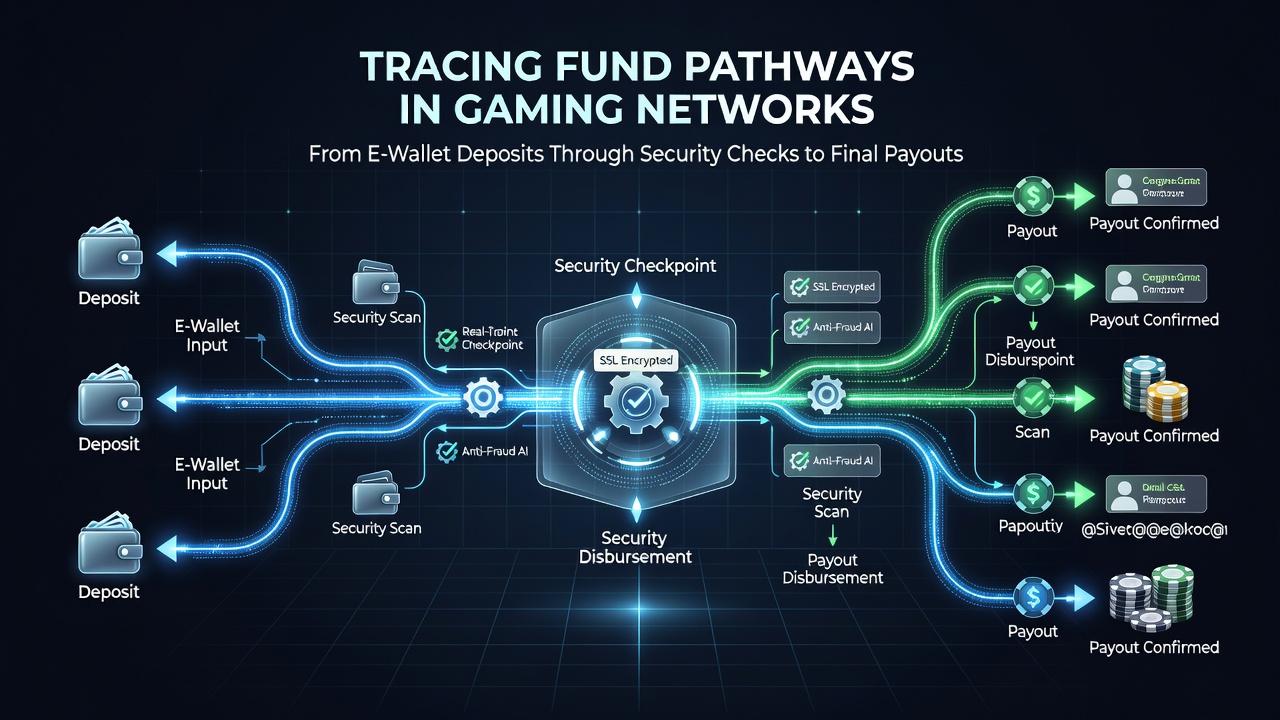 Secure server infrastructure handling fund transfers between e-wallets and gaming network payout systems